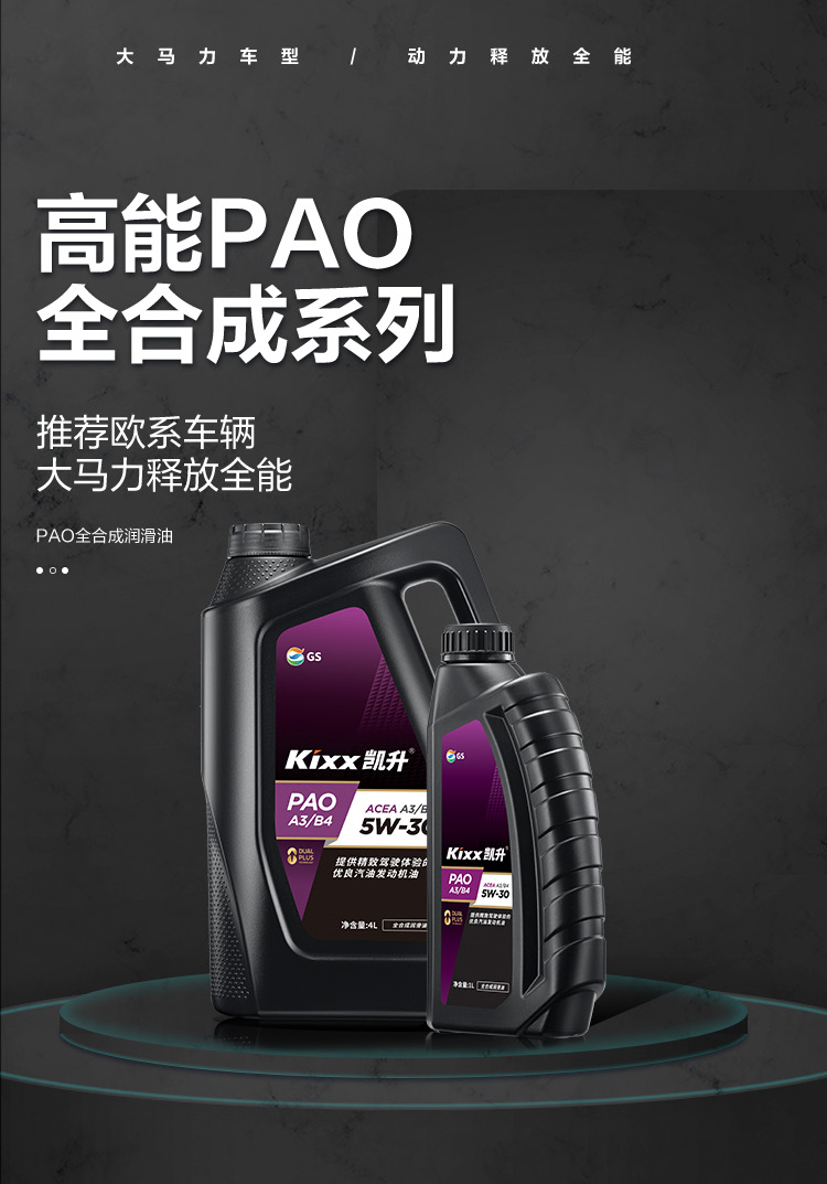 GS (Kixx) 凱升PAO全合成機(jī)油 5W-30 A3B4級(jí) 黑凱系列 1L-第1張圖片-鄭州市冠恒貿(mào)易有限公司【官方網(wǎng)站】-車用潤(rùn)滑油服務(wù)專家