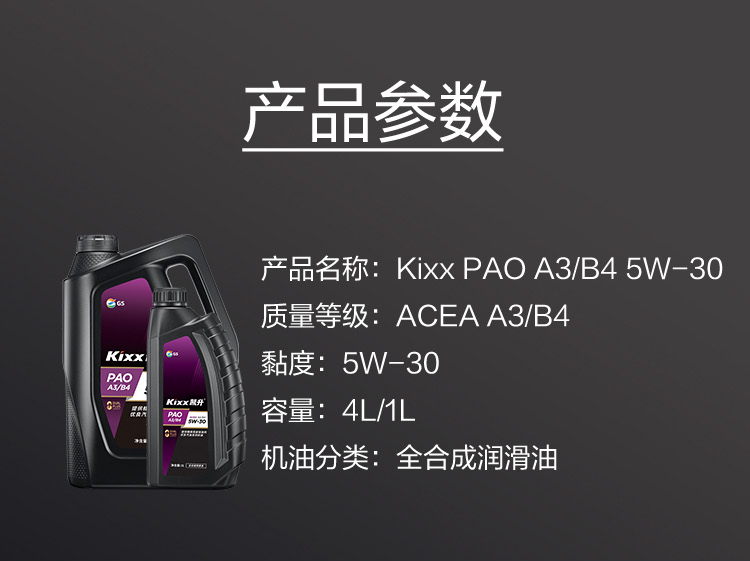GS (Kixx) 凱升PAO全合成機(jī)油 5W-30 A3B4級(jí) 黑凱系列 1L-第6張圖片-鄭州市冠恒貿(mào)易有限公司【官方網(wǎng)站】-車用潤(rùn)滑油服務(wù)專家