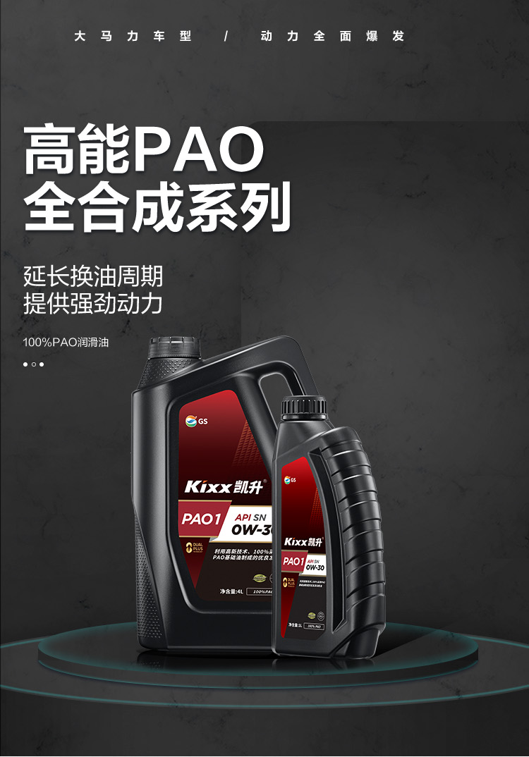 GS (Kixx)凱升 100%PAO全合成機(jī)油 0W-30 SN級(jí) 黑凱系列 4L-第1張圖片-鄭州市冠恒貿(mào)易有限公司【官方網(wǎng)站】-車(chē)用潤(rùn)滑油服務(wù)專家